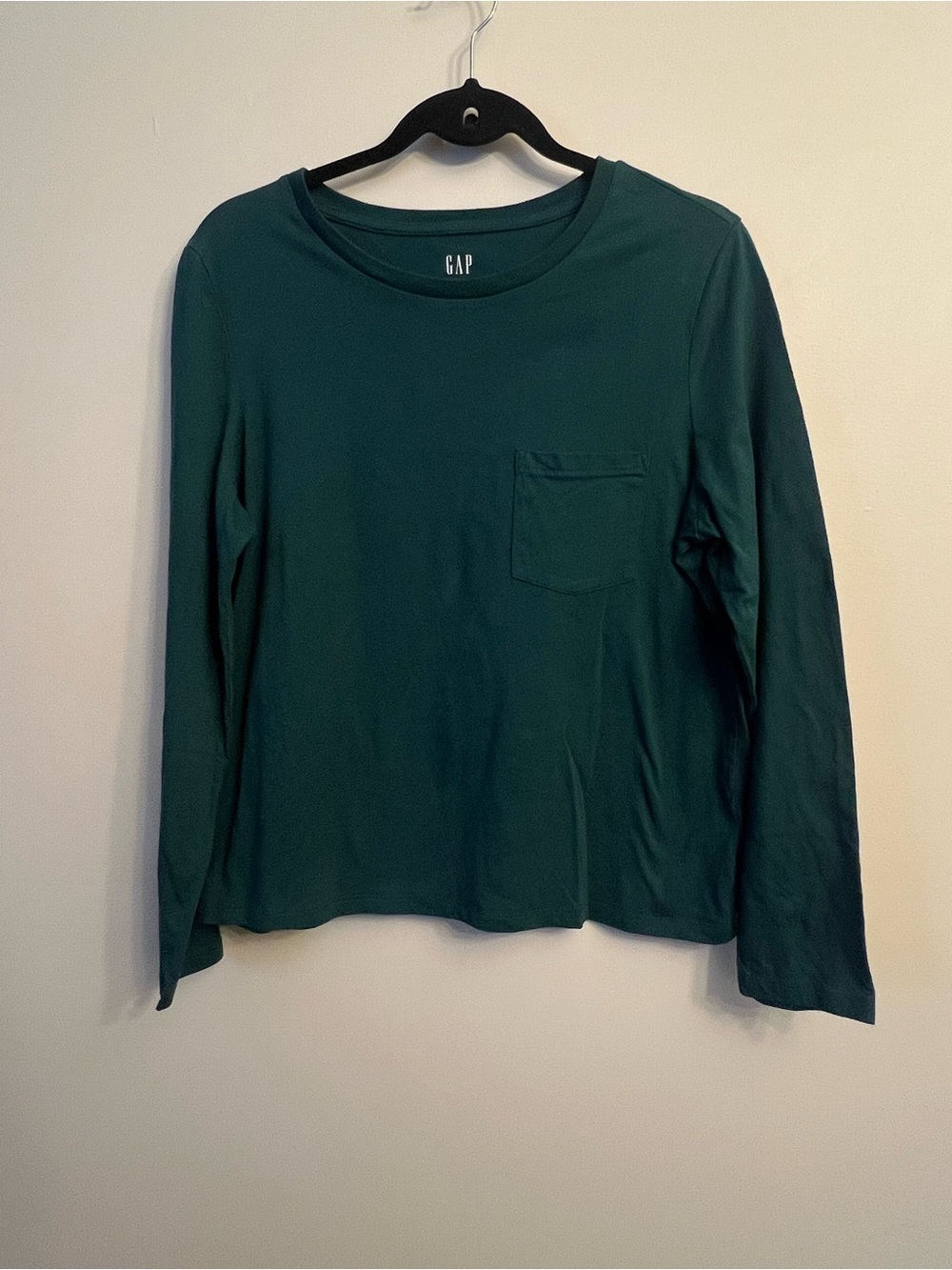 GAP Petite Crewneck Long Sleeve Tee - Teal Green